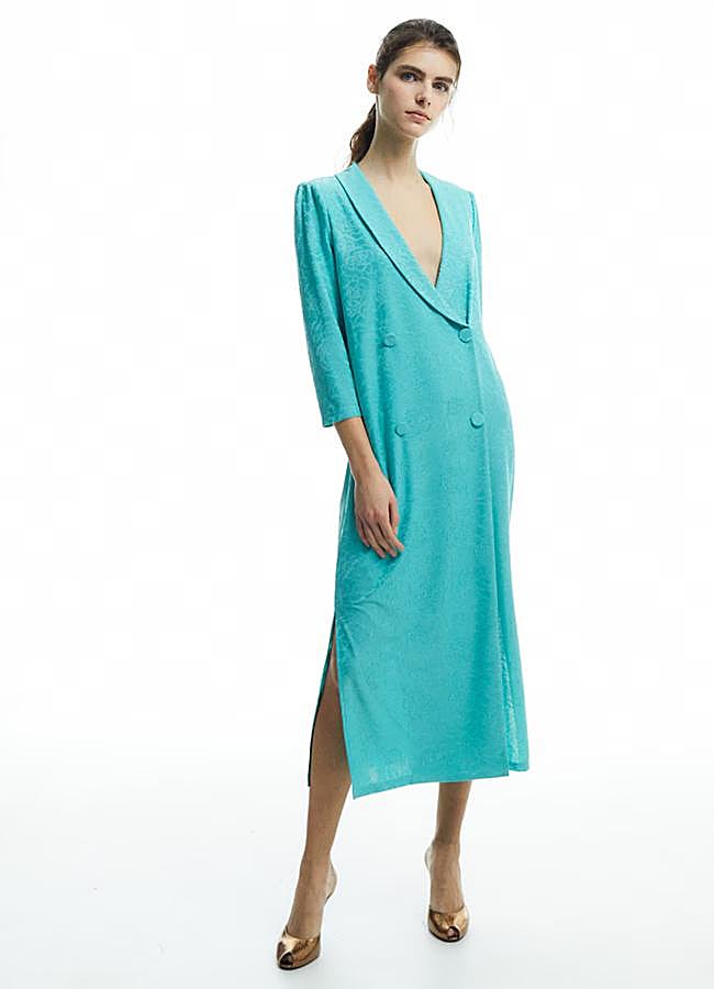 Imagen - Vestido midi cruzado en turquesa de Sfera.