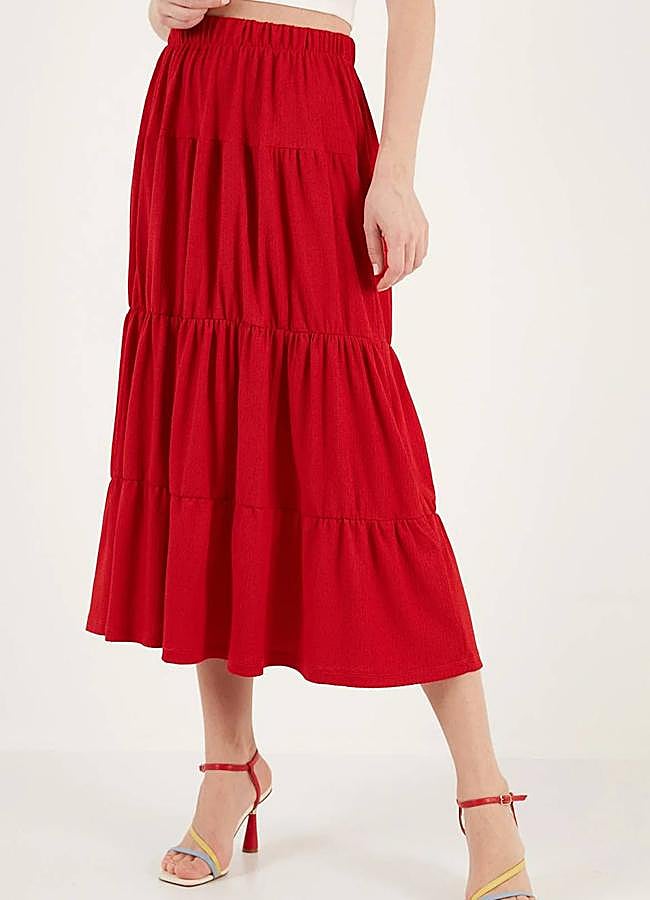 Imagen - Falda roja midi con paneles