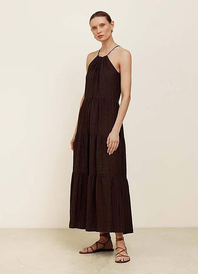 Imagen - Vestido fluido color marrón