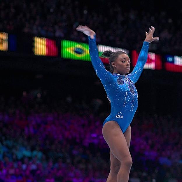 La gimnasta durante una competición oficial. 