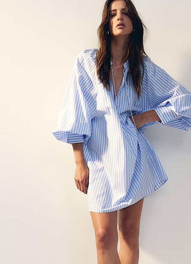 Imagen - Vestido túnica corto con estampado de rayas