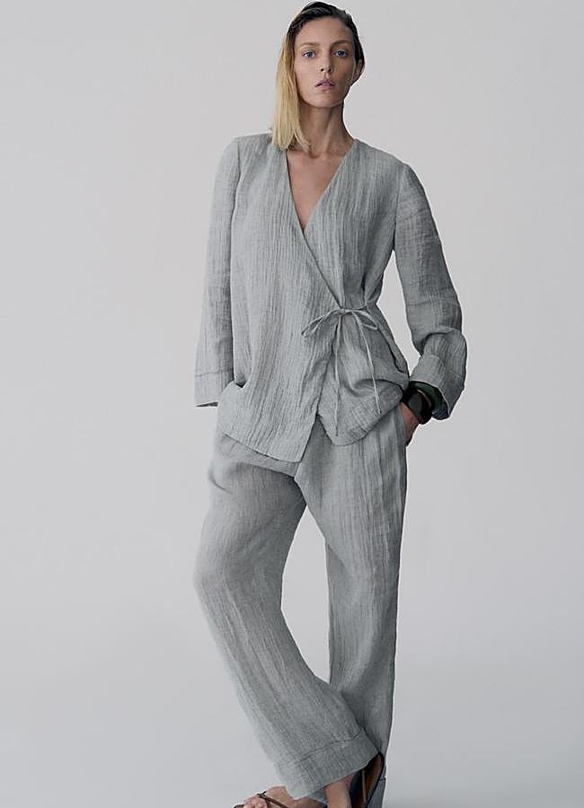 Imagen - Conjunto kimono y pantalón de lino 100% ZW Collection de Zara