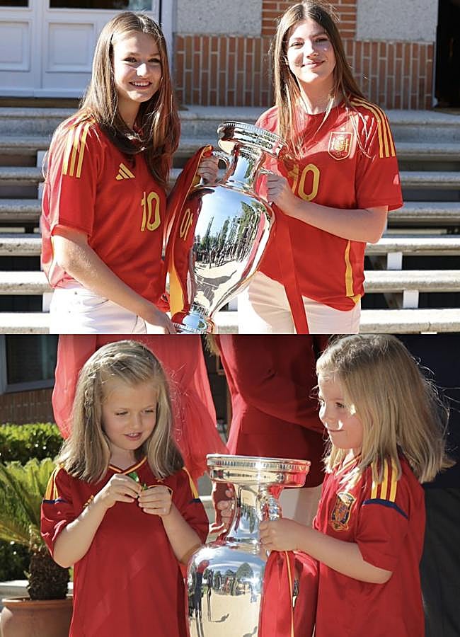 Imagen - Una gran idea: que Leonor y Sofía replicaran para Instagram la foto de 2008 en la que también sujetaron la deseada Eurocopa. (FOTO: INSTAGRAM) 