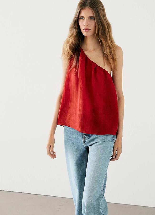 Imagen - Blusa fluida con escote asimétrico