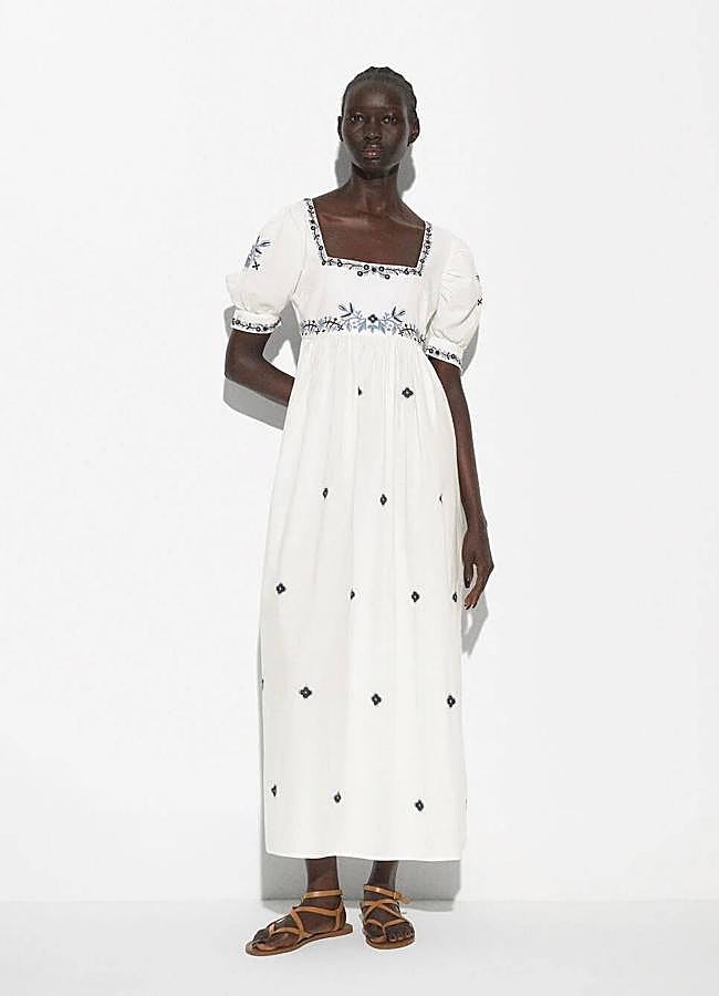 Imagen - Vestido midi bordado blanco