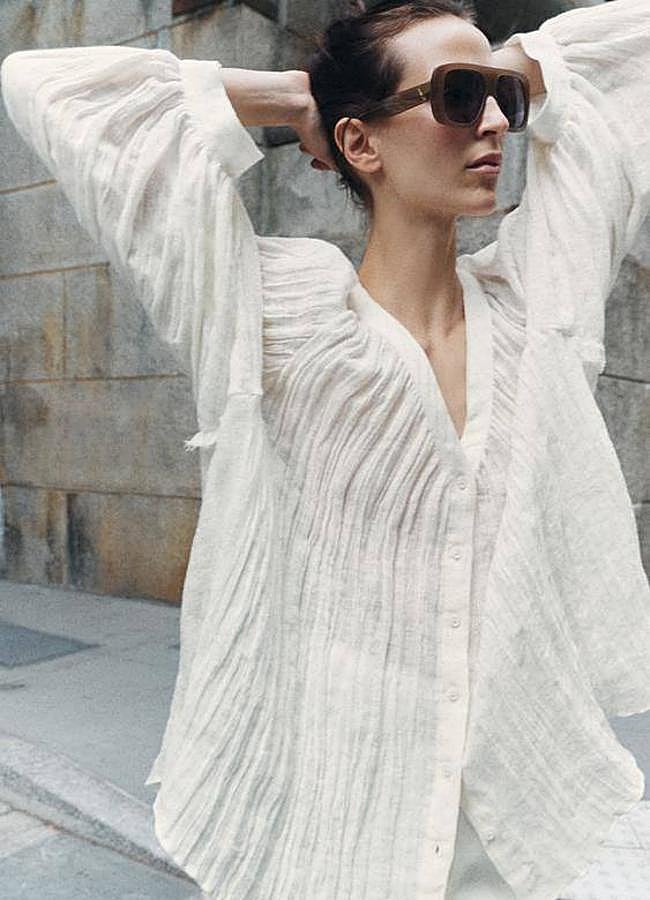 Imagen - Blusa ancha de lino efecto arrugado