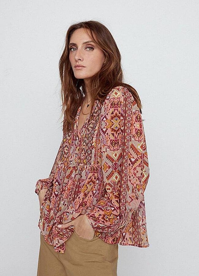Imagen - Blusa ancha vaporosa con estampado ikat