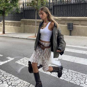 Imagen secundaria 1 - Looks de influencers con falda de encaje