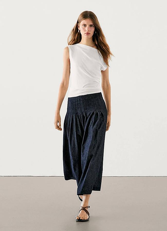 Imagen - Falda vaquera de tablas midi