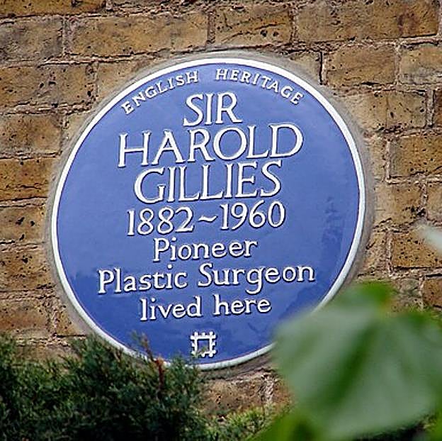 Placa conmemorativa de la residencia de Gillies en Hampstead, Londres.