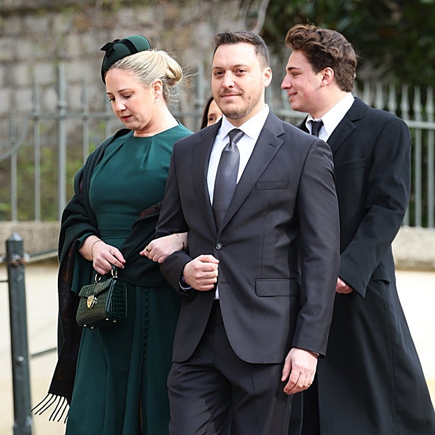 La princesa Teodora de Grecia y Matthew Kumar en el funeral por el rey Constantino. 