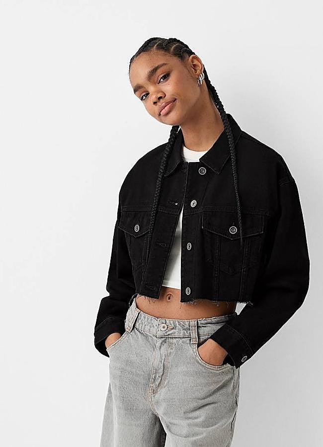 Imagen - Cazadora vaquera cropped negra