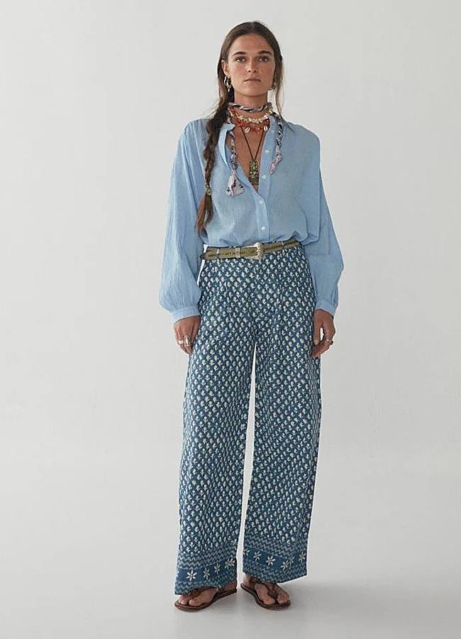 Imagen - Pantalones anchos con estampado en tejido de lino