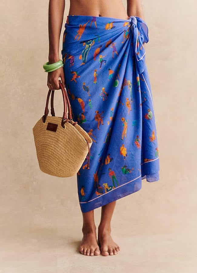 Imagen - Pareo estampado en azul de Sézane.