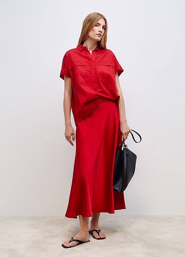 Imagen - Falda midi satinada con vuelo