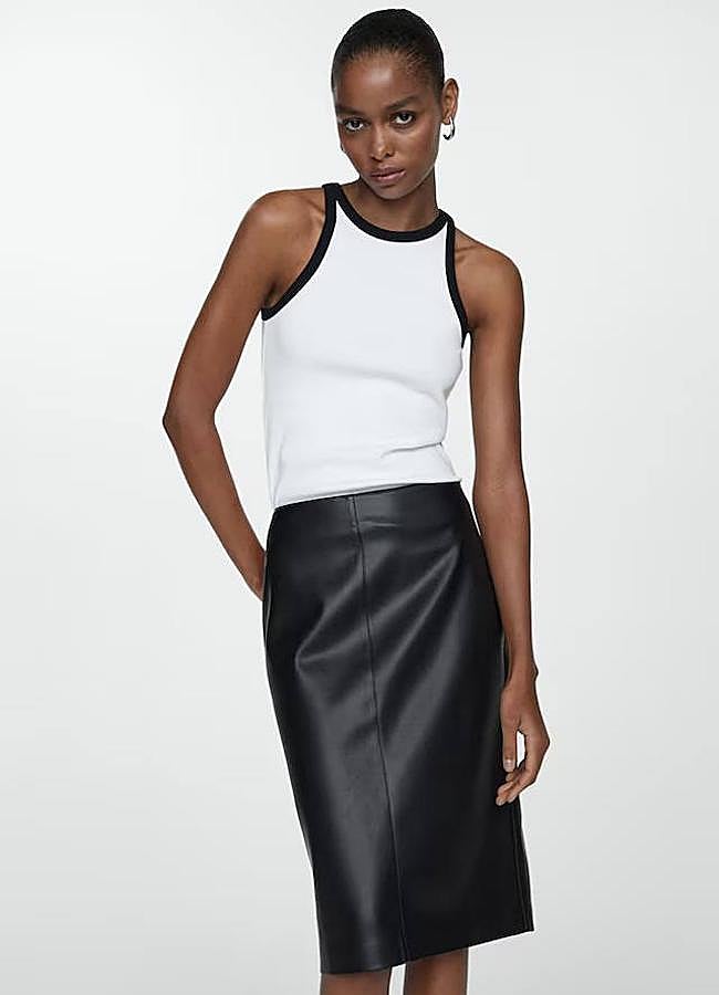 Imagen - Falda lápiz midi efecto piel