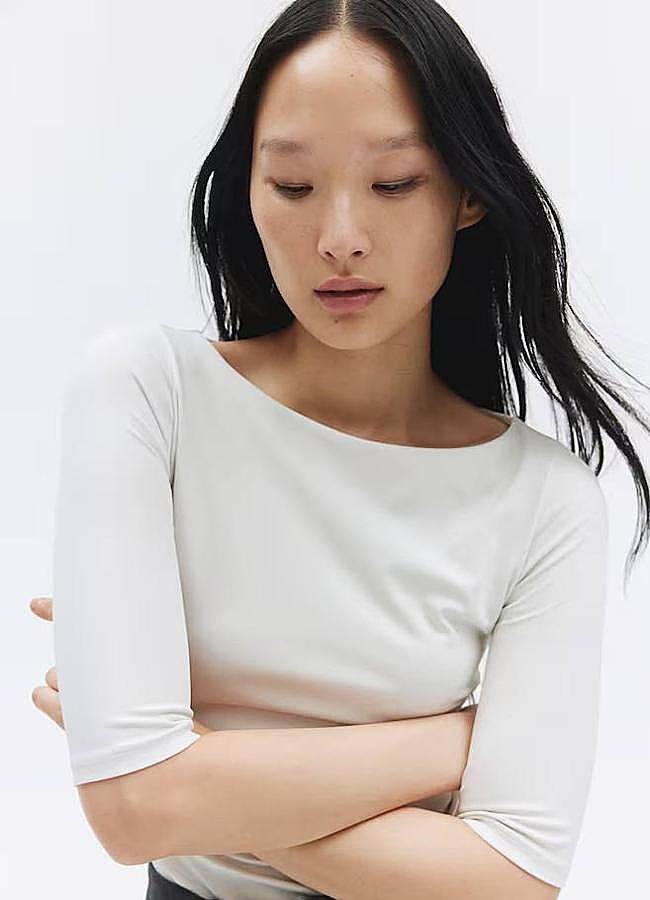 Imagen - Camiseta básica de escote barco con mangas por el codo