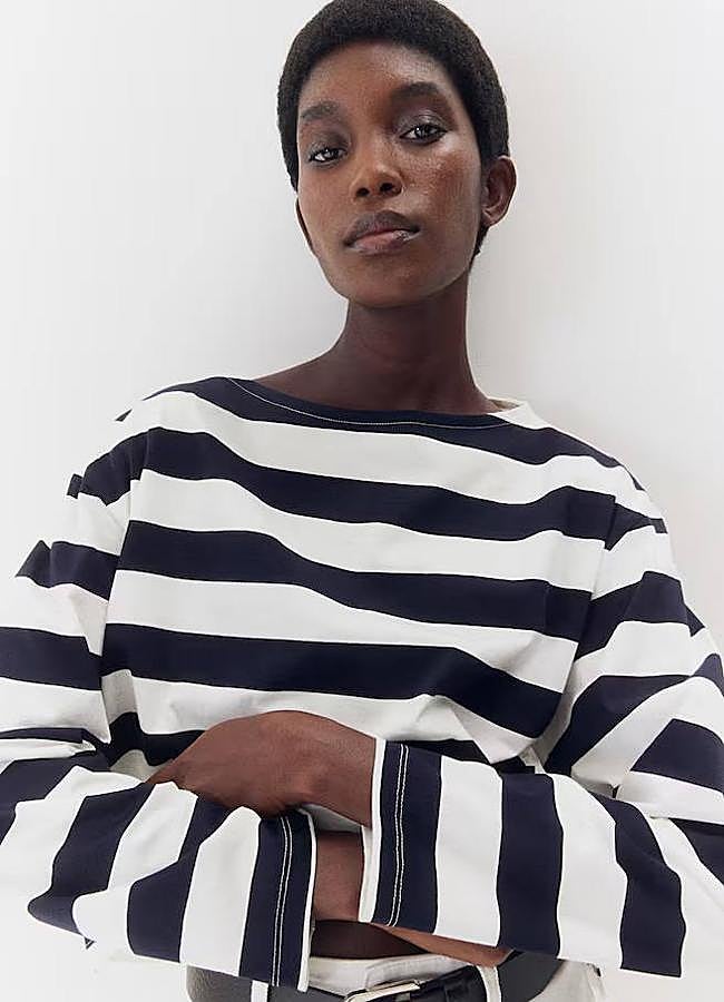 Imagen - Camiseta básica de escote barco con rayas