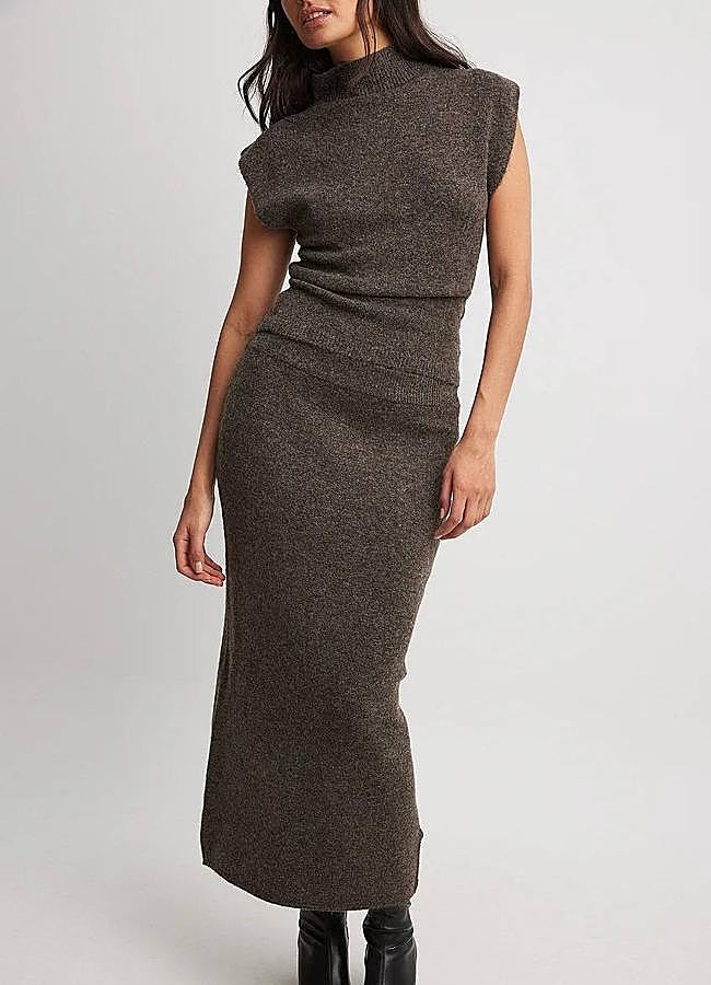 Imagen - Conjunto de punto jaspeado con chaleco y falda