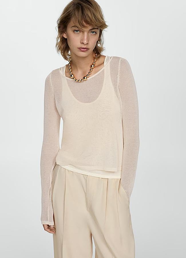 Imagen - Jersey de punto blanco de Mango, 25,99 euros.