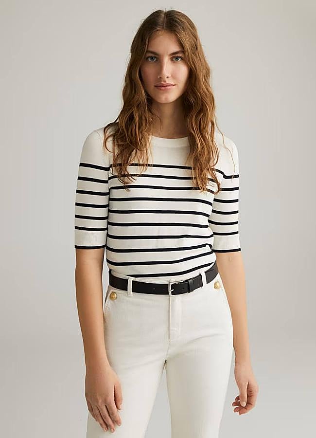 Imagen - Jersey de rayas fino con manga corta