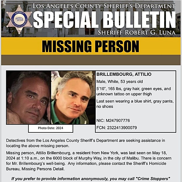 La ficha de la desaparición de Attilio Brillembourg. 
