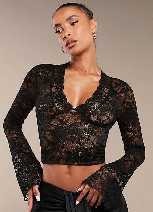 Imagen - Blusa de encaje con mangas acampanadas