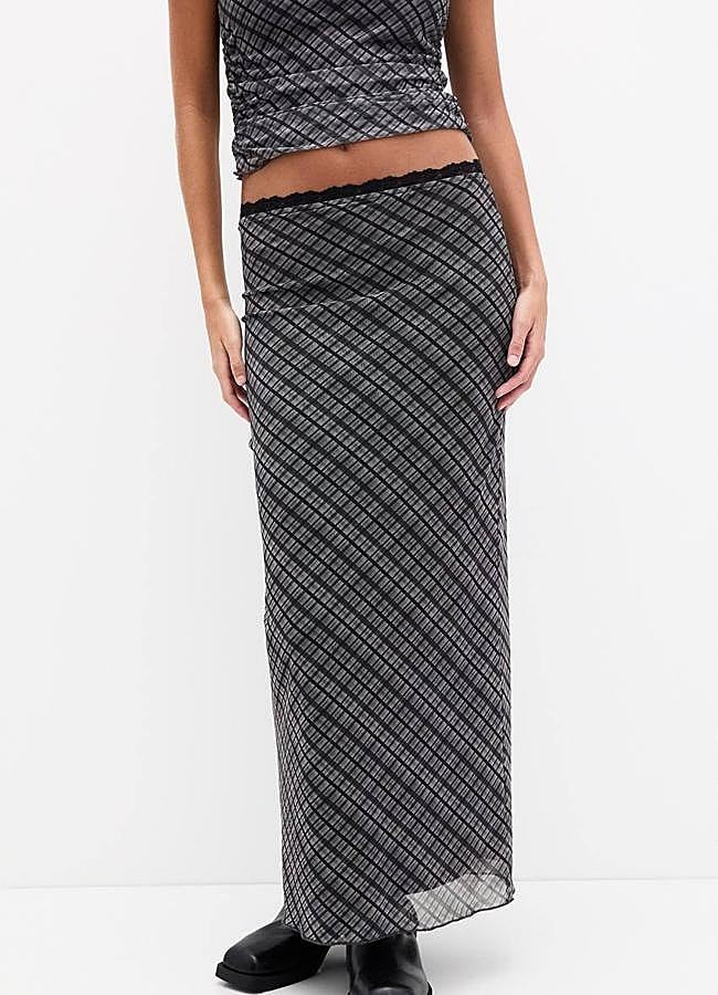 Imagen - Falda de cuadros recta en tul