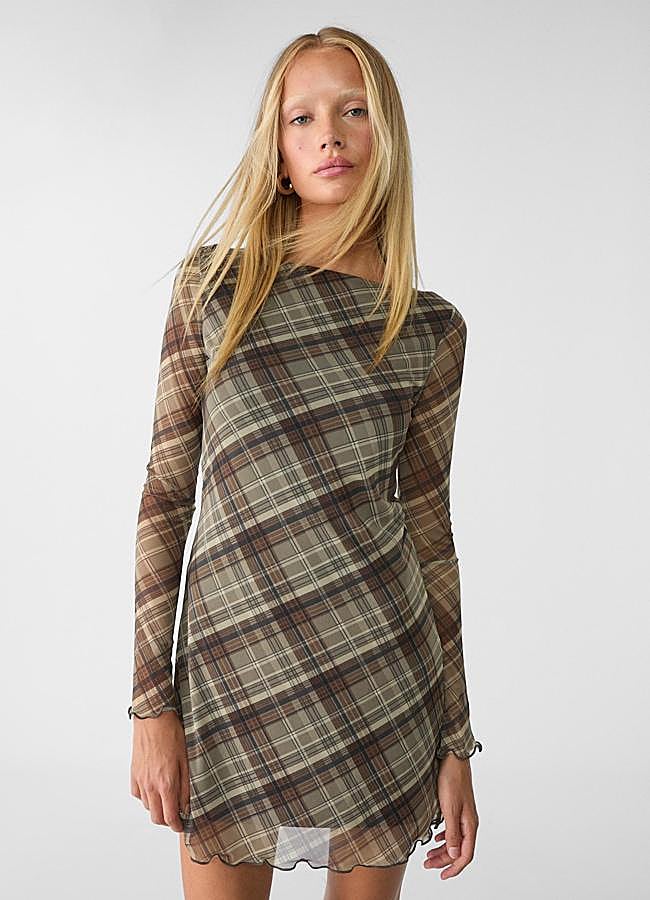 Imagen - Vestido corto con estampado de cuadros de Stradivarius.