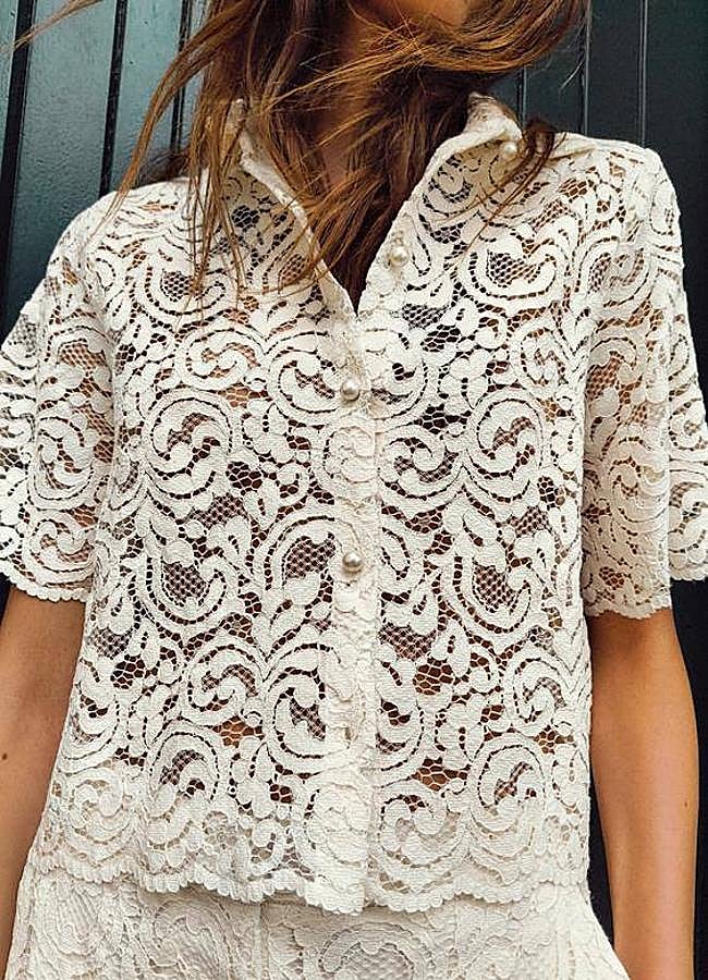 Imagen - Blusa de encaje con manga corta