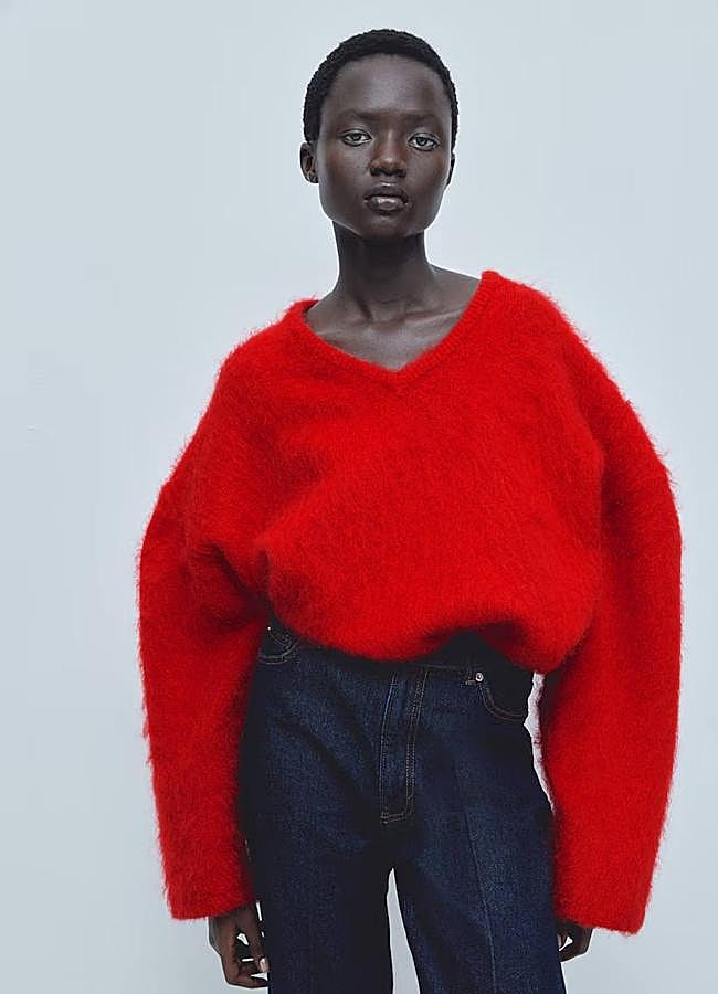 Imagen - Jersey de punto mohair con cuello de pico