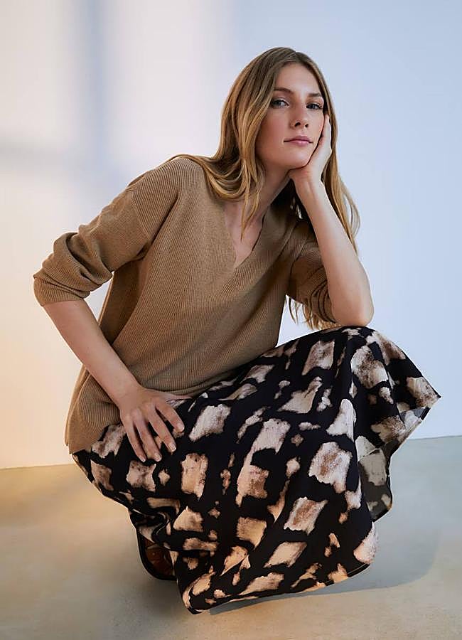 Imagen - Jersey acanalado con escote de pico