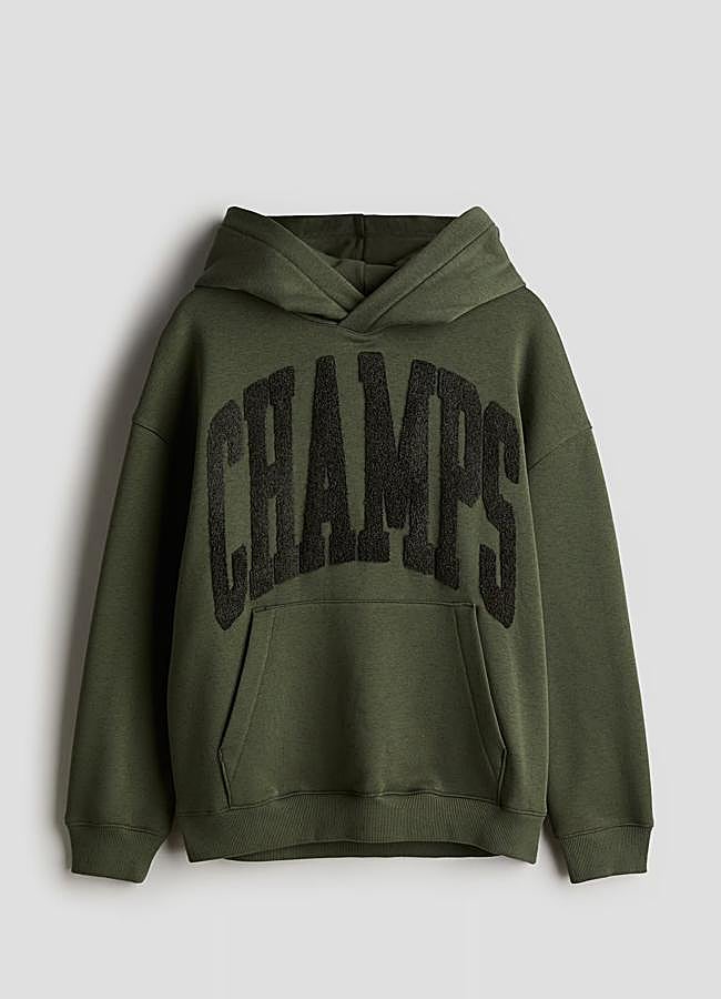 Imagen - Sudadera con capucha en verde de H&M.