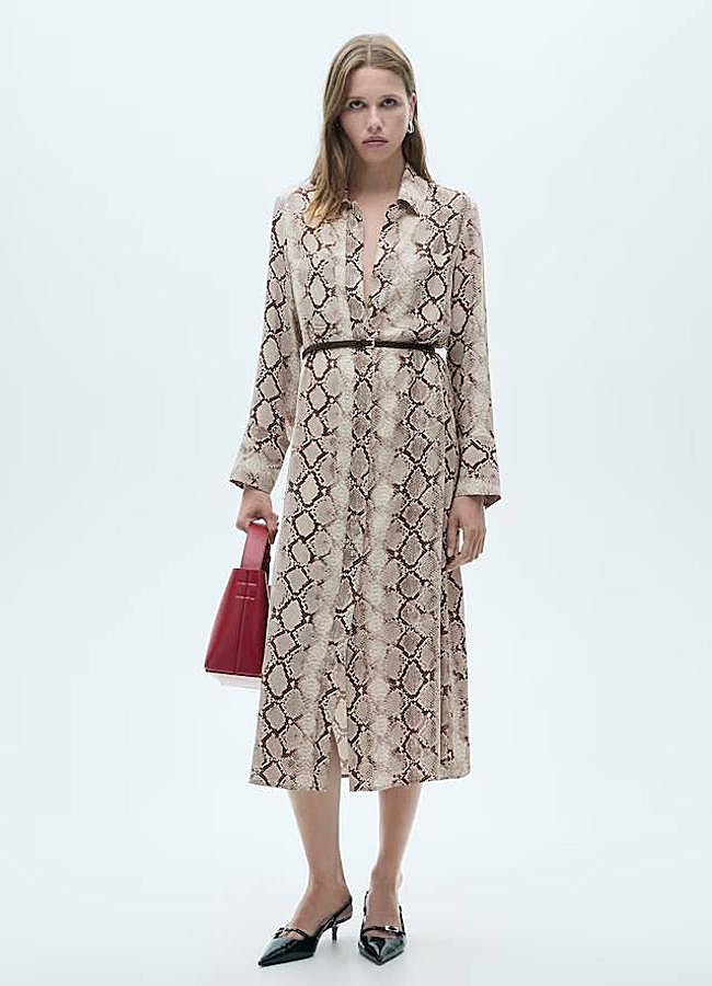 Imagen - Vestido camisero midi con animal print