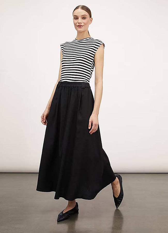 Imagen - Falda con vuelo de lino color negro