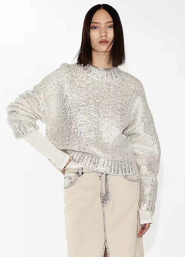 Imagen - Jersey de punto efecto metalizado plateado
