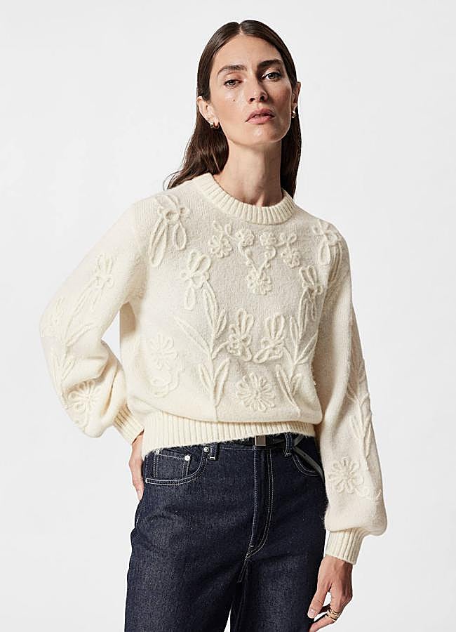 Imagen - Jersey de punto bordado con flores