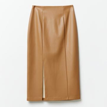 Imagen secundaria 1 - Vestido midi piel no piel mujer de Adolfo Domínguez (189€)/ Falda efecto piel midi con cierrre trasero de cremallera (29,99€)/ Pantalón straight encerado de Massimo Dutti (49,95€)