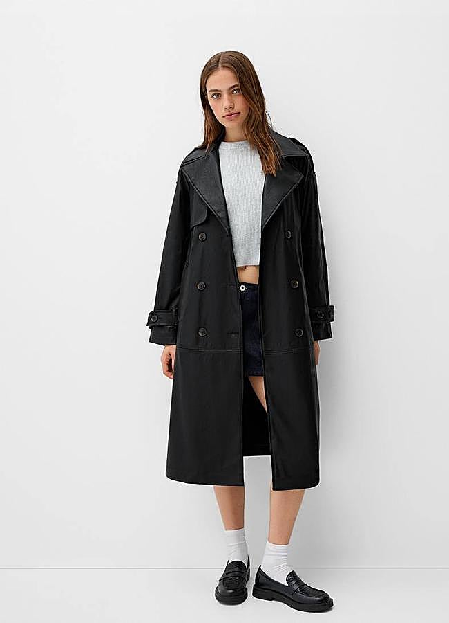 Imagen - Gabardina midi efecto piel craquelada