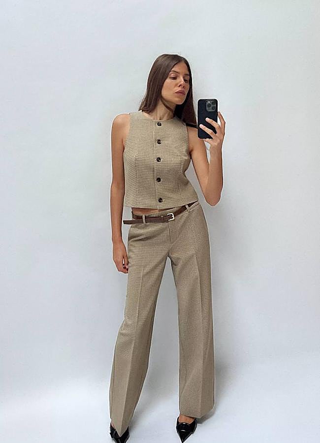 Imagen - Total look de traje con estampado de cuadros