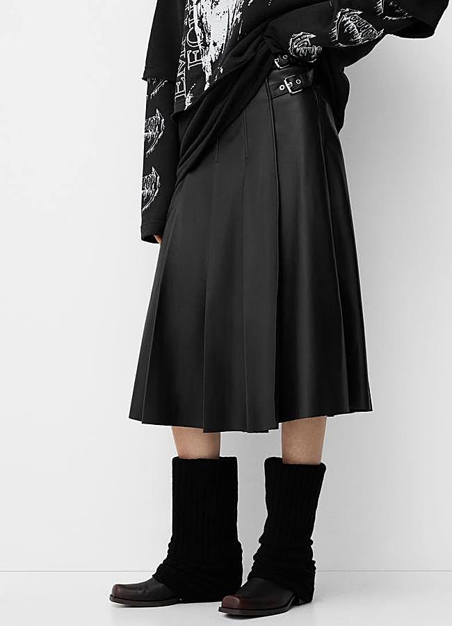 Imagen - Falda efecto piel midi de tablas