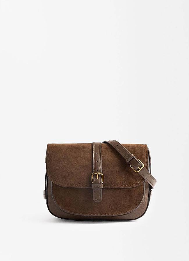 Imagen - Bolso bandolera de ante en marrón chocolate