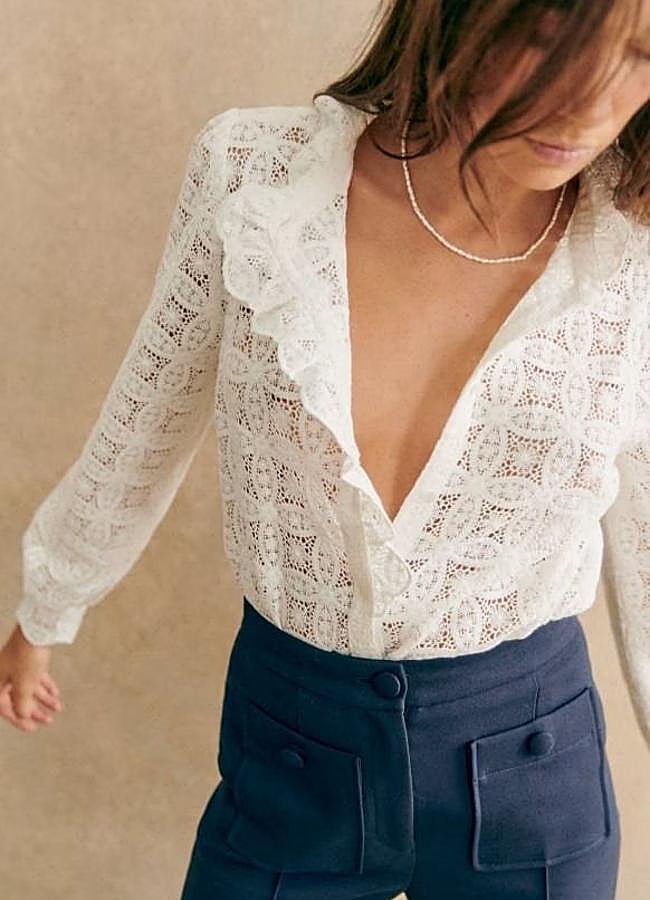 Imagen - Camisa blanca en tejido guipur