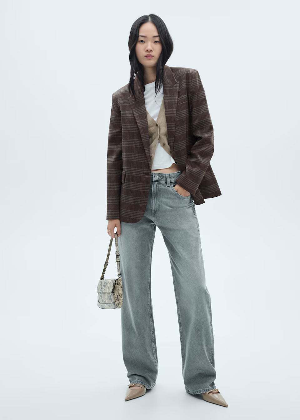 Imagen - Blazer con estampado de cuadros de Mango.