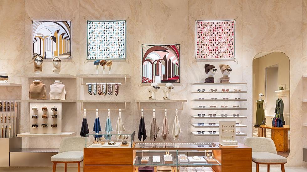 Interior de la nueva boutique de Fendi en Madrid.