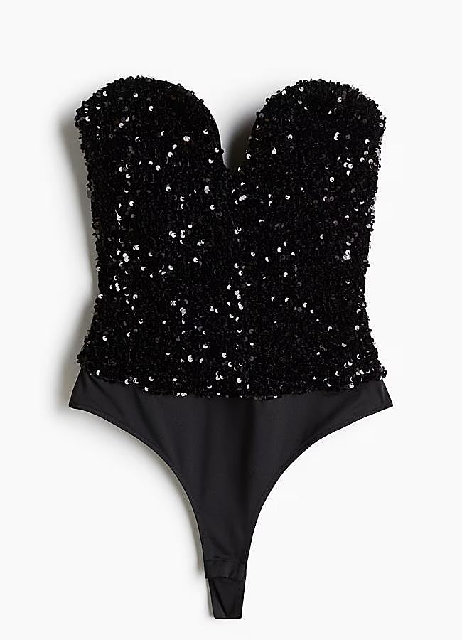 Imagen - Body con detalle de lentejuelas en negro de H&M.