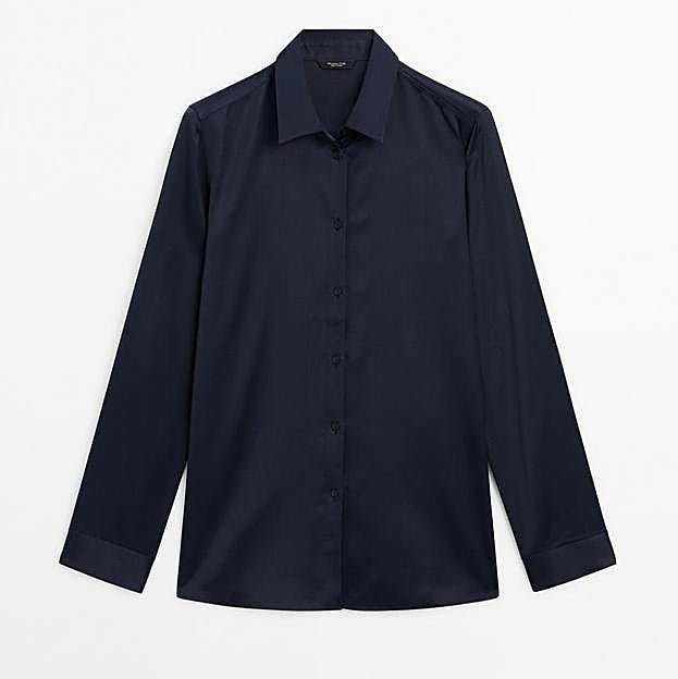 Camisa abertura manga larga satinada (49,95€)