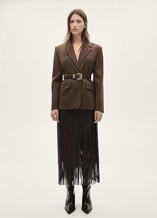 Imagen - Falda efecto piel con flecos largos