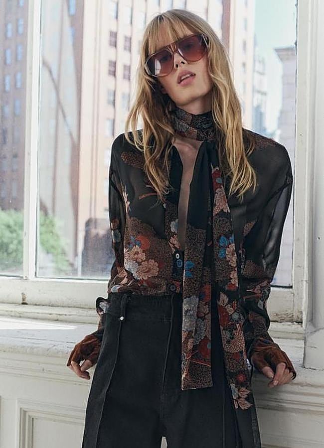 Imagen - Camisa con pañuelo y estampado de flores