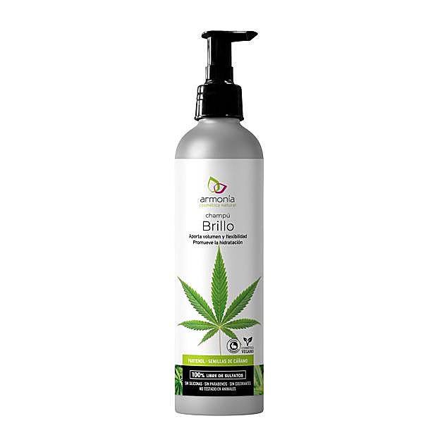 Champú Hemp-Brillo de Armonía Cosmética Natural con vitamina E y vitamina B5 (14,90 euros).